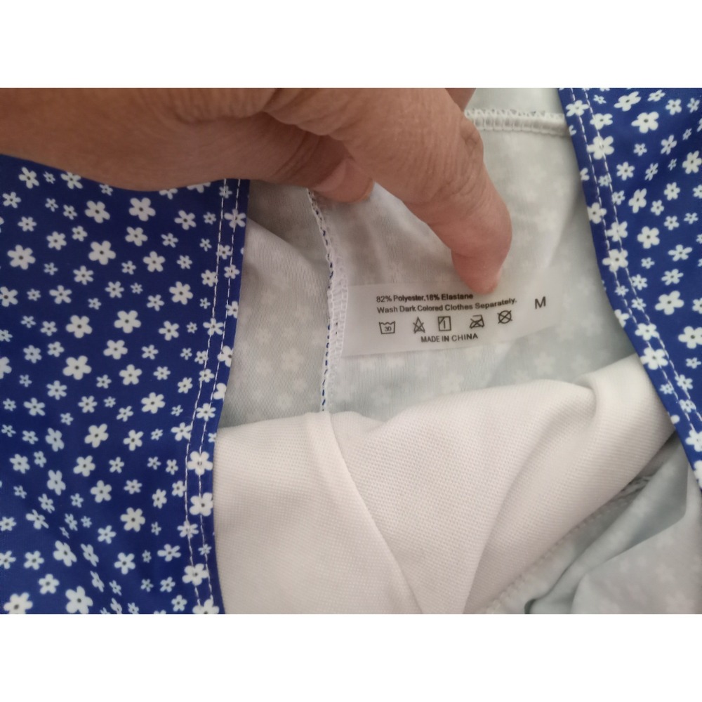 Blue Ditsy Floral Ruched Bikini Set Two Piece Swimsuit Medium Removeable cups‎ - Picture 4 of 6